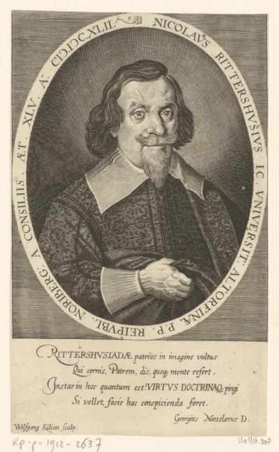 Portret van Nicolaus Rittershausen op 45-jarige leeftijd