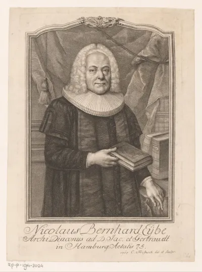 Portret van Nikolaus Bernhard Eybe op 75-jarige leeftijd