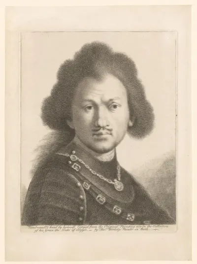 Portret van onbekende man in harnas, zogenaamd Rembrandt van Rijn