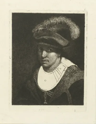 Portret van onbekende man met gepluimde baret