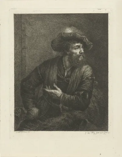 Portret van onbekende man met gevederde baret