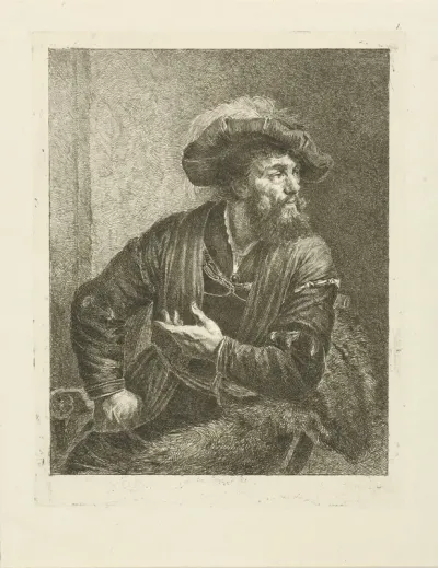 Portret van onbekende man met gevederde baret