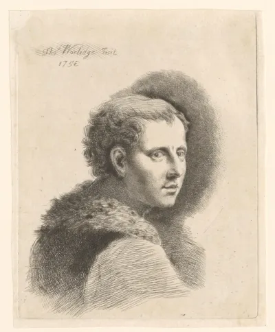 Portret van onbekende man met kort haar en bontkraag