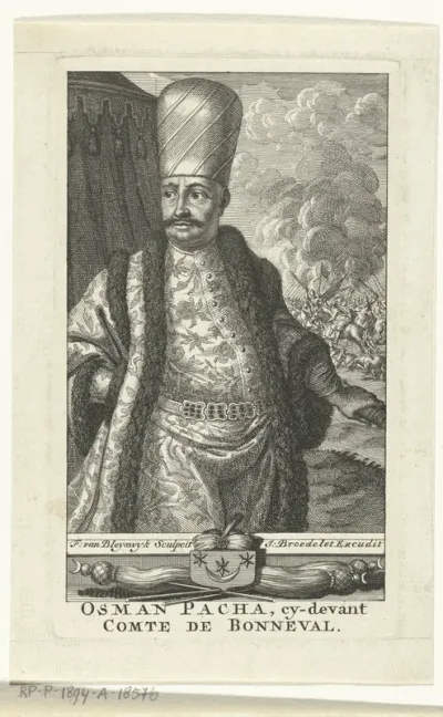 Portret van Osman Pascha als generaal van Turkse troepen