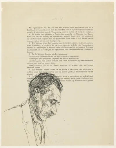 Portret van P. Visser, profiel naar rechts