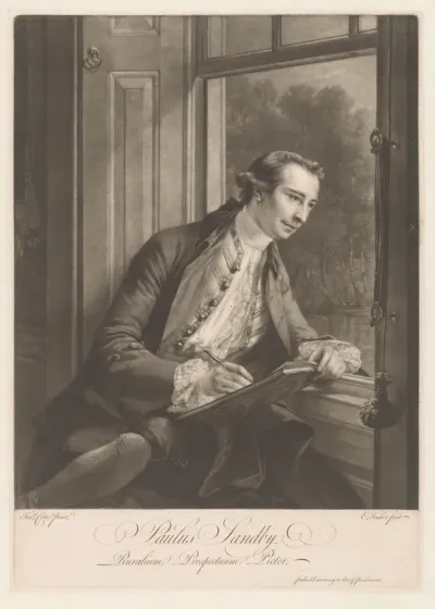 Portret van Paul Sandby, tekenend aan het venster