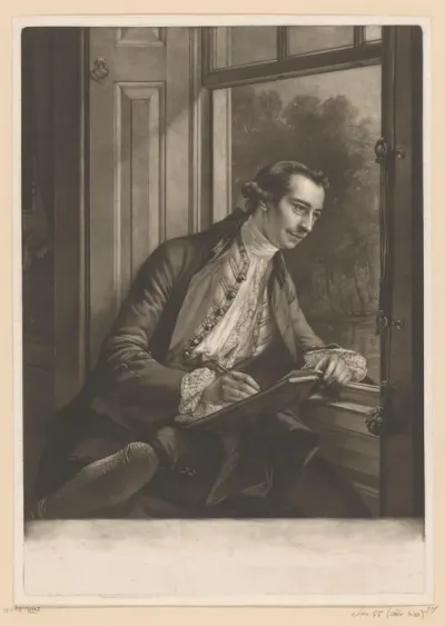 Portret van Paul Sandby, tekenend aan het venster