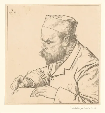Portret van Paul Verlaine, schrijvend