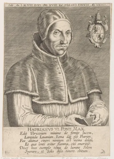 Portret van paus Adrianus VI op 64-jarige leeftijd