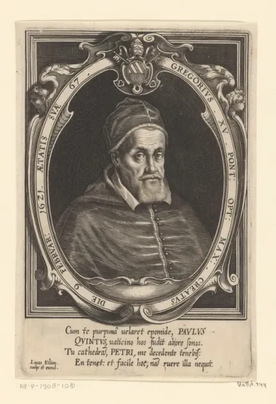Portret van paus Gregorius XV op 67-jarige leeftijd