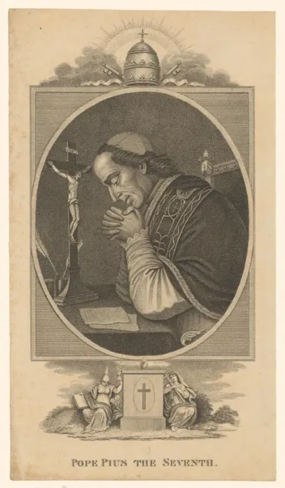 Portret van paus Pius VII, biddend