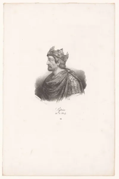 Portret van Pepijn de Korte, koning der Franken