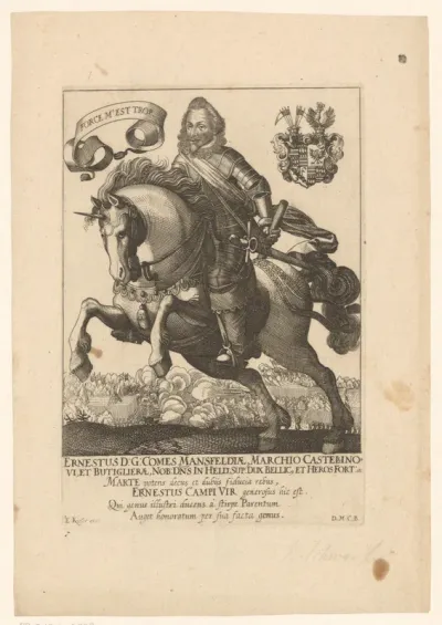 Portret van Peter Ernst II van Mansfeld te paard