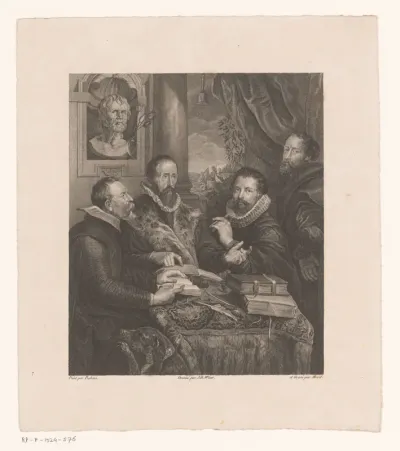 Portret van Peter Paul Rubens, Philip Rubens, Justus Lipsius en Johannes Woverius