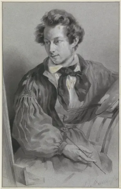 Portret van Petrus Kiers, voor de ezel