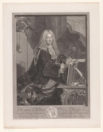 Portret van Philbert Orry met een brief voor de koning in zijn hand