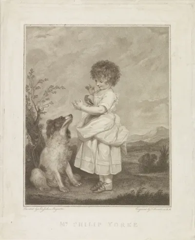Portret van Philip Yorke met hond en vogel