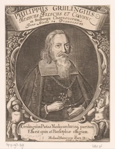 Portret van Philipp Gerhard Grueling op 74-jarige leeftijd