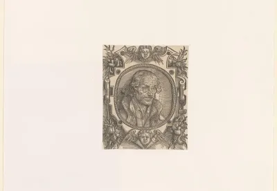 Portret van Philipp Melanchthon in een ornamentale omlijsting