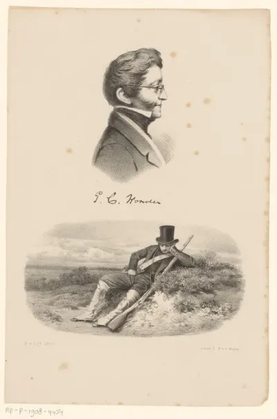 Portret van Pieter Christoffel Wonder en een rustende jager