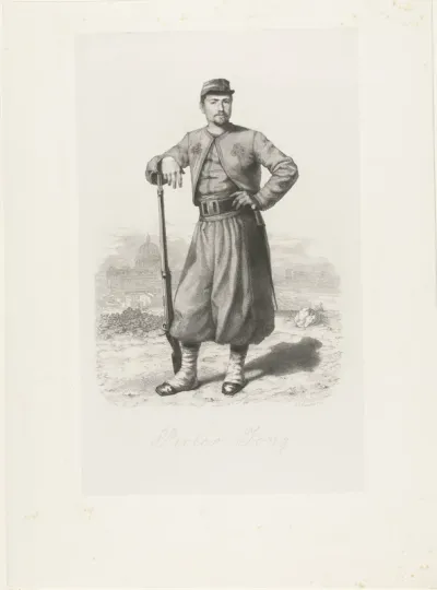 Portret van Pieter Janszoon Jong als pauselijk zouaaf