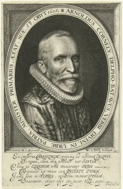 Portret van predikant Arnold Cornelisz. Crusius op 58-jarige leeftijd