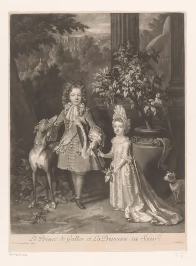Portret van prins Jacobus Francis Edward Stuart en prinses Louise Maria Therese Stuart