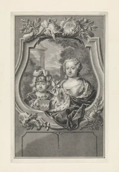 Portret van prins Willem V en prinses Carolina van Oranje-Nassau als kinderen