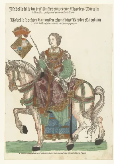 Portret van prinses Johanna van Habsburg te paard