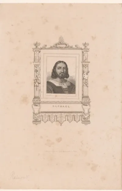 Portret van Rafaël in een versierde cartouche