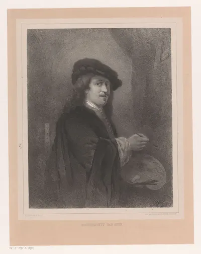 Portret van Rembrandt voor zijn schildersezel