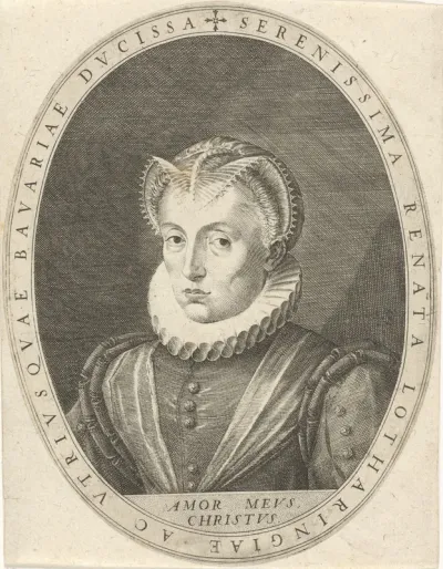 Portret van Renata van Lotharingen, hertogin van Beieren met devies