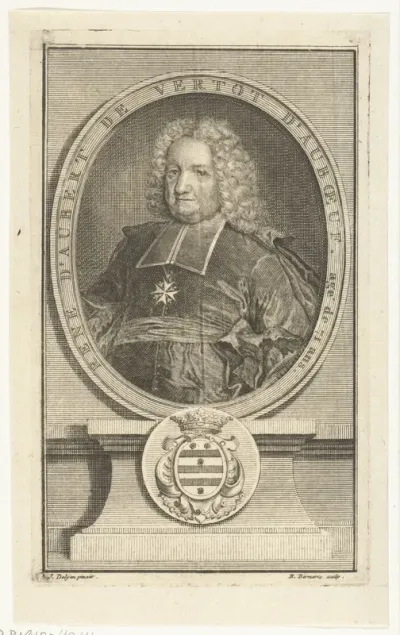 Portret van René Aubert de Vertot op 71-jarige leeftijd