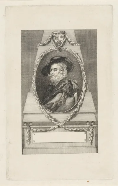 Portret van Rubens op een zuil