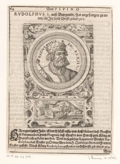 Portret van Rudolf van Frankrijk, koning van West-Francië