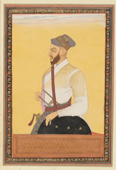 Portret van Saf-shikan Khan die vizier van Aurangzeb is geweest