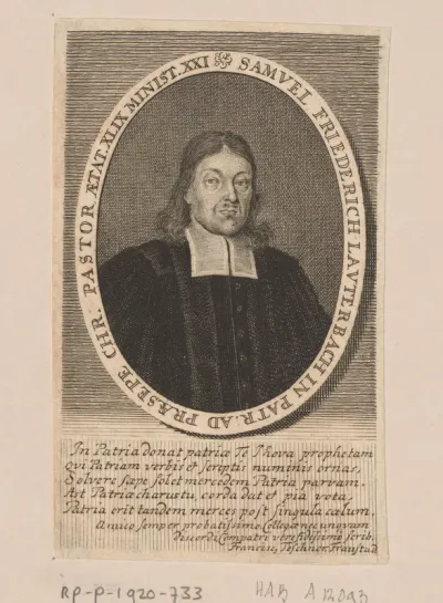 Portret van Samuel Friedrich Lauterbach op 49-jarige leeftijd