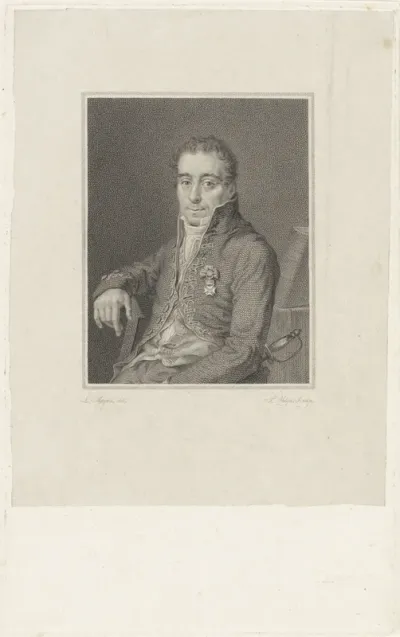 Portret van Samuel Iperuszoon Wiselius zittend op een stoel