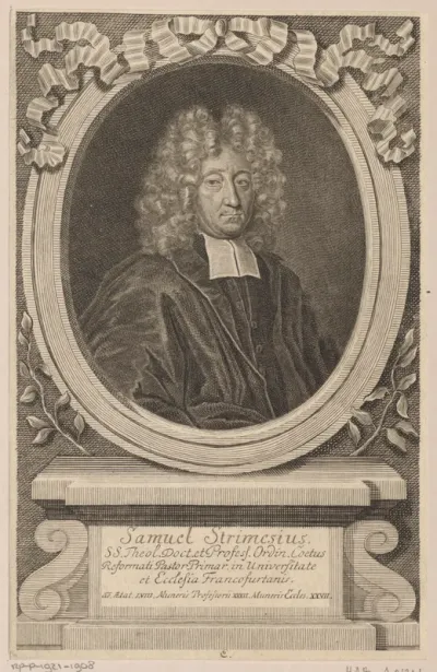 Portret van Samuel Strimesius op 58-jarige leeftijd