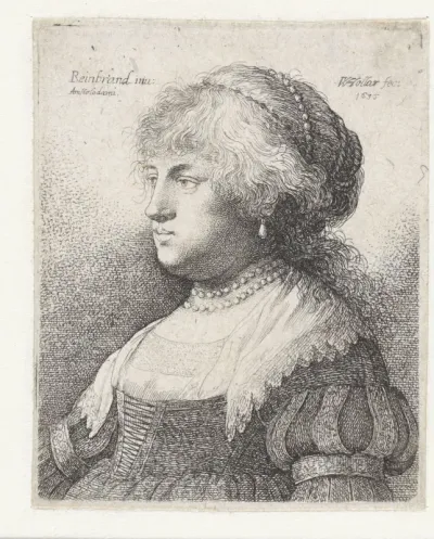 Portret van Saskia met een parelsnoer in het haar