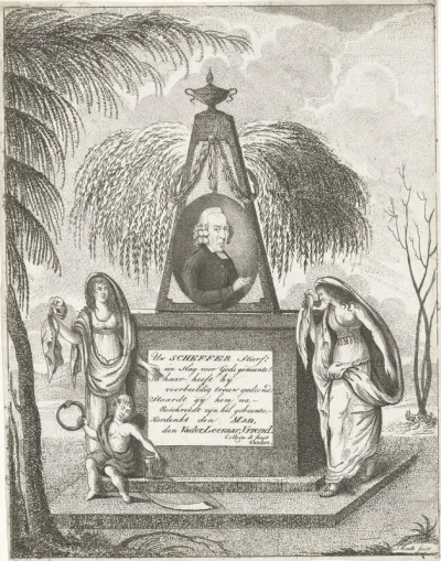 Portret van Scheffer op een grafmonument