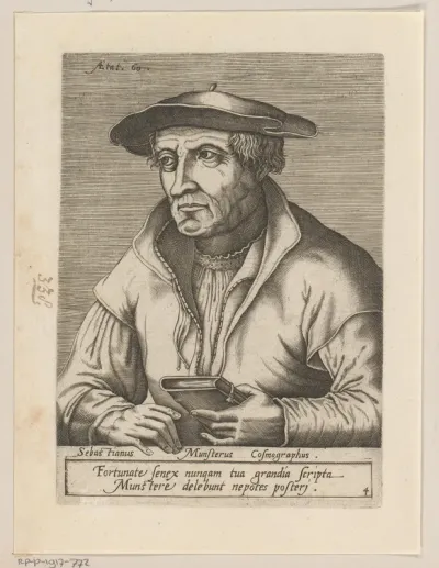 Portret van Sebastian Münster op 60-jarige leeftijd