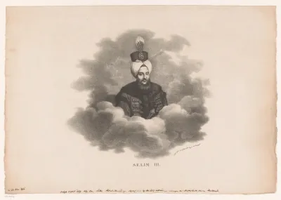 Portret van Selim III omringd door wolken