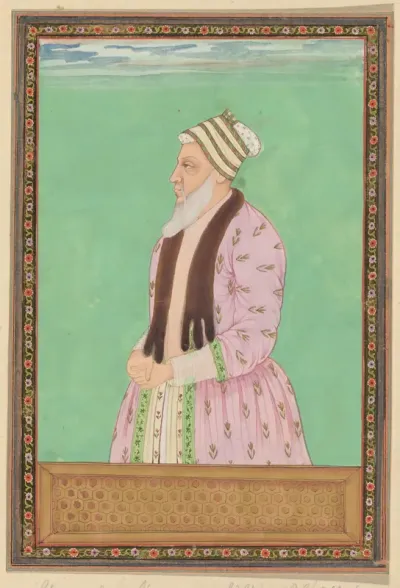 Portret van Sharza Khan, die in de tijd van Sultan Abdullah als vizier heeft gediend en ook vizier is in de tijd van Abul Hasan
