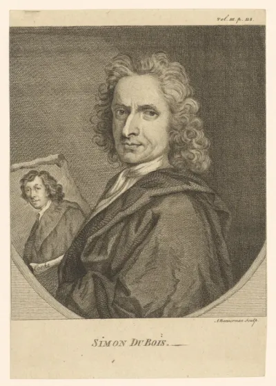 Portret van Simon Dubois met een portret van Henry Cooke