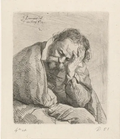 Portret van slapende oude man