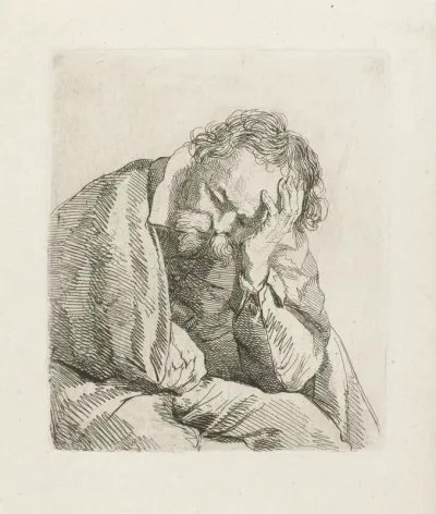 Portret van slapende oude man