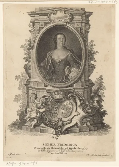 Portret van Sophia Friederike von Hohenlohe-Bartenstein