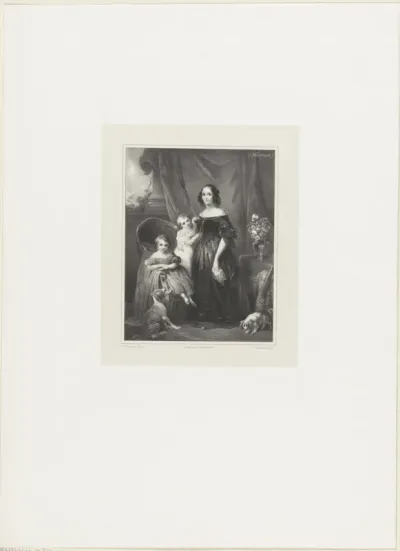 Portret van Sophie van Württemberg, Willem, prins der Nederlanden, en Maurits, prins der Nederlanden