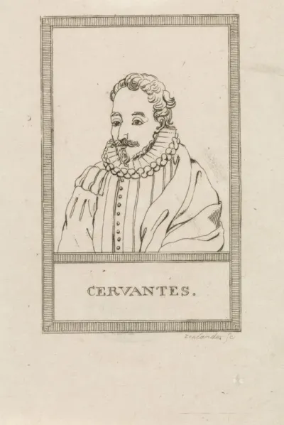 Portret van Spaans schrijver Miguel de Cervantes Saavedra